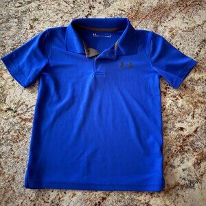 EUC Boys Under Armour Polo Loose/Heatgear, Size 7. Royal Blue